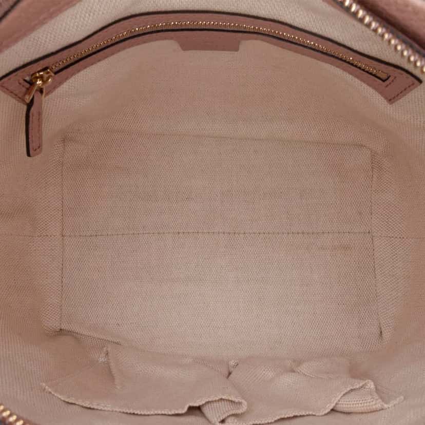 Gucci Small Pebbled Leather Soho Cellarius Satchel Pink Leather Good condition - Model View