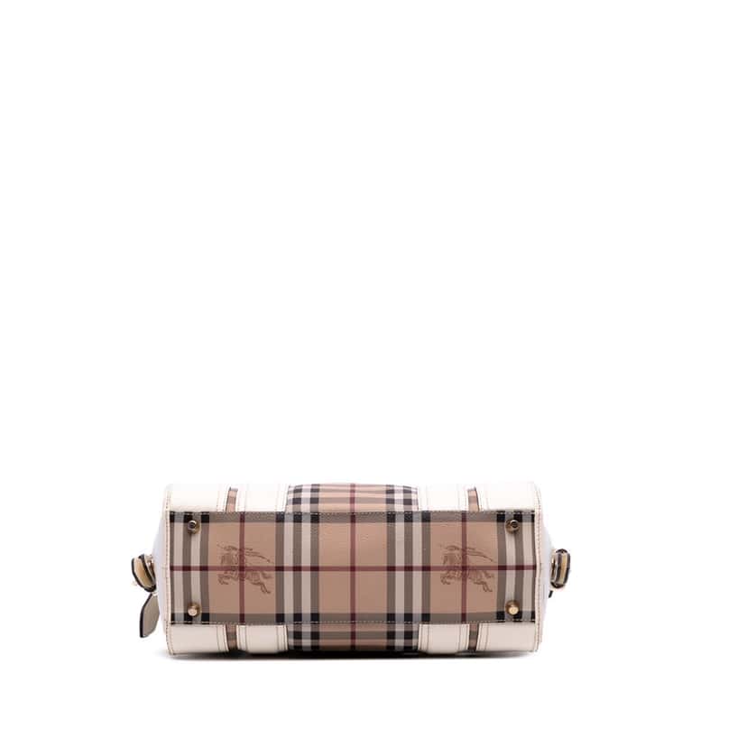 Burberry Haymarket Check Coated Canvas Minford Portrait Satchel Brown Canvas Good condition - Inside View