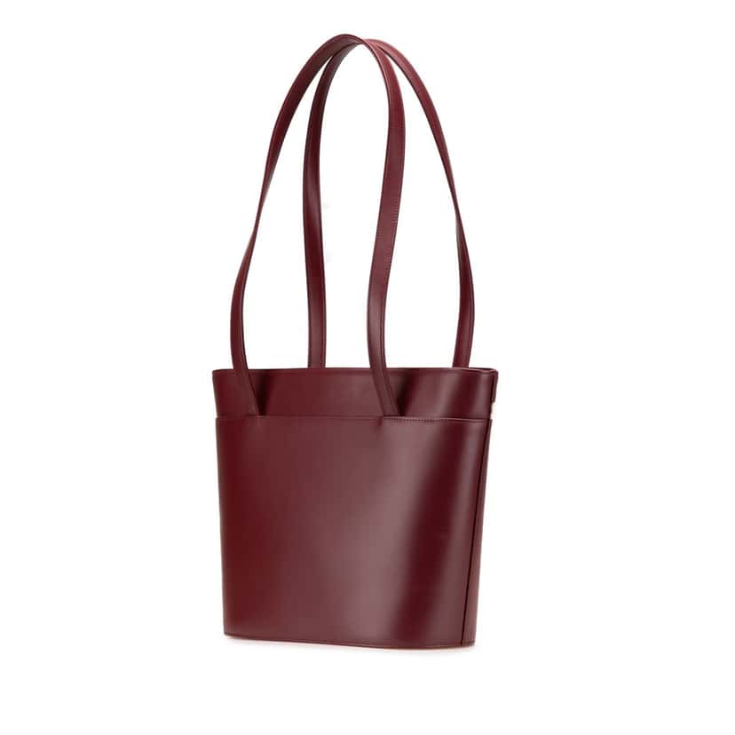 Burberry House Check Trimmed Leather Tote Red Leather Good condition - Back View