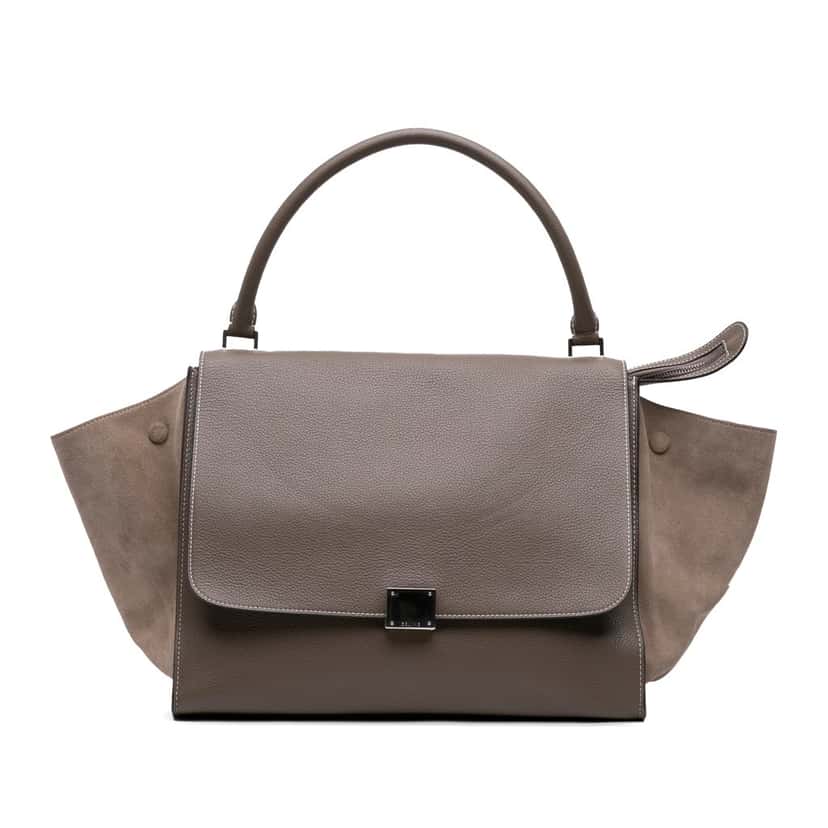 Celine Large Leather Trapeze Satchel Brown Leather Good condition - Front View