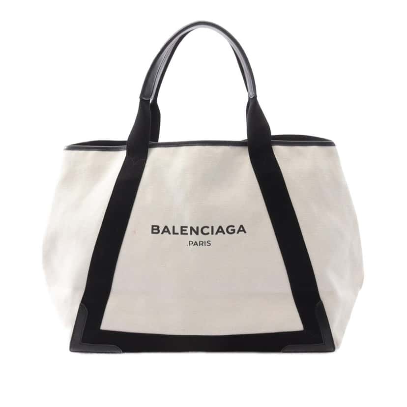 Balenciaga Canvas Navy Cabas Tote M White Canvas Good condition - Front View