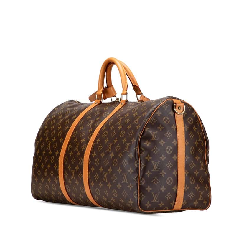 Louis Vuitton Monogram Keepall Bandouliere 55 Brown Canvas Fair condition - Back View