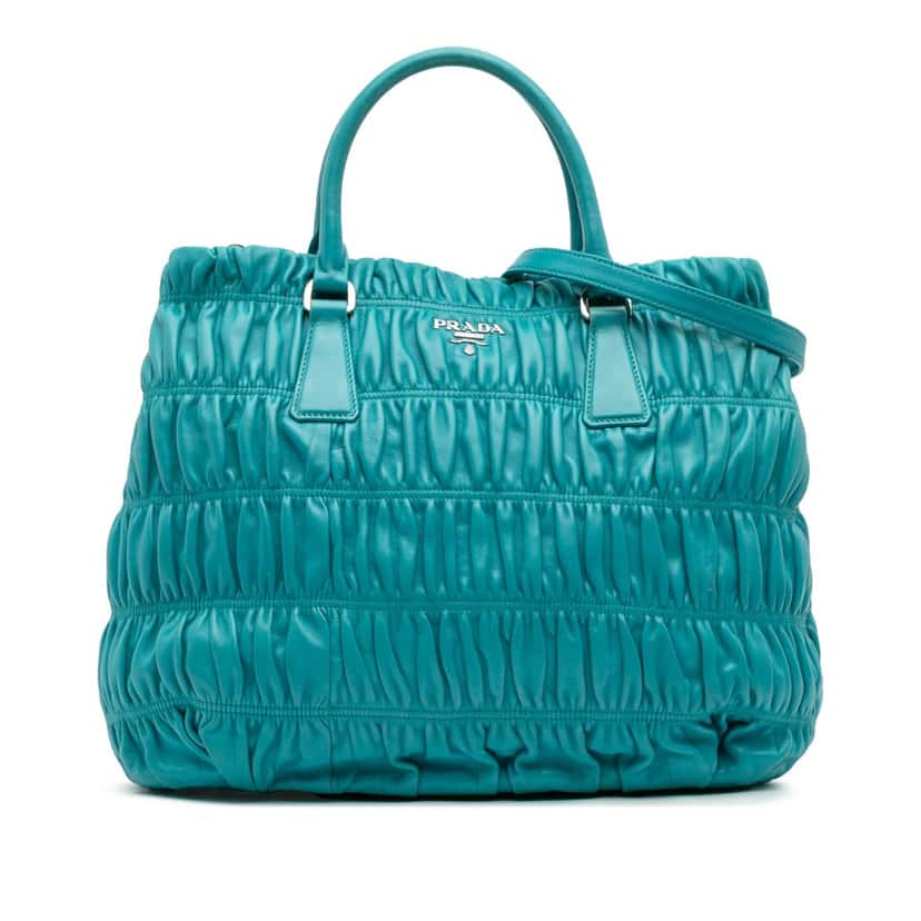 Prada Nappa Gaufre Satchel Blue Leather Good condition - Front View