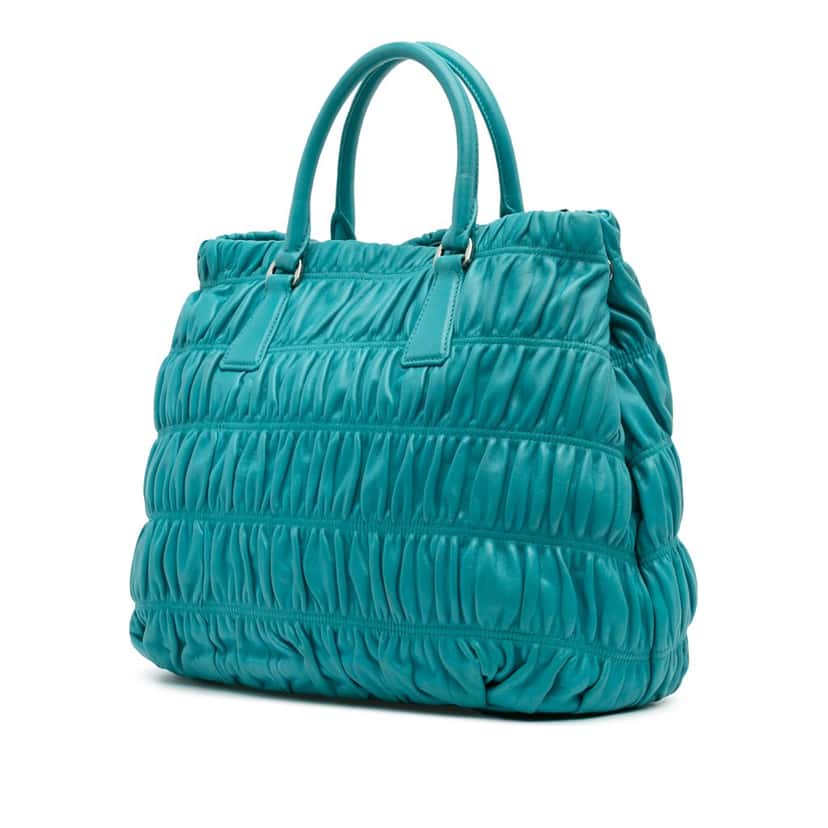 Prada Nappa Gaufre Satchel Blue Leather Good condition - Back View