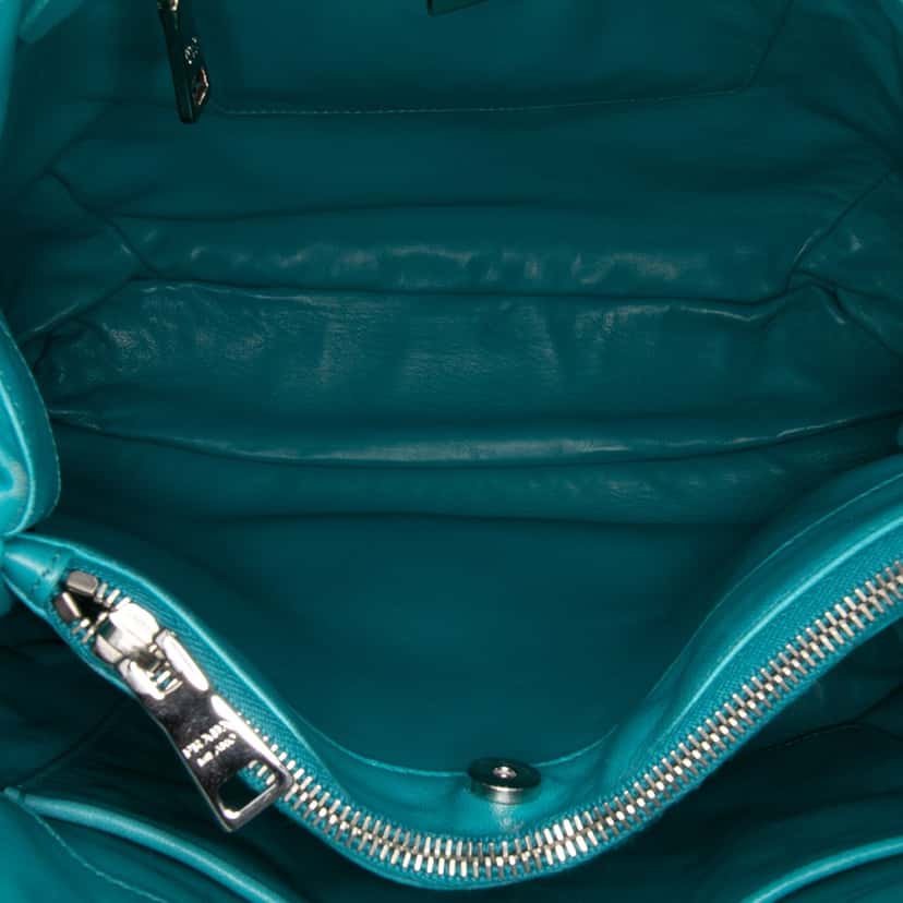 Prada Nappa Gaufre Satchel Blue Leather Good condition - Model View
