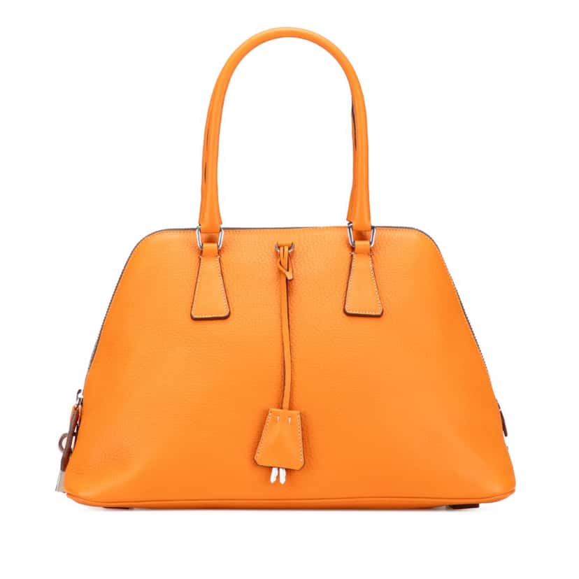Prada Cinghiale Leather Dome Handbag Orange Leather Good condition - Front View