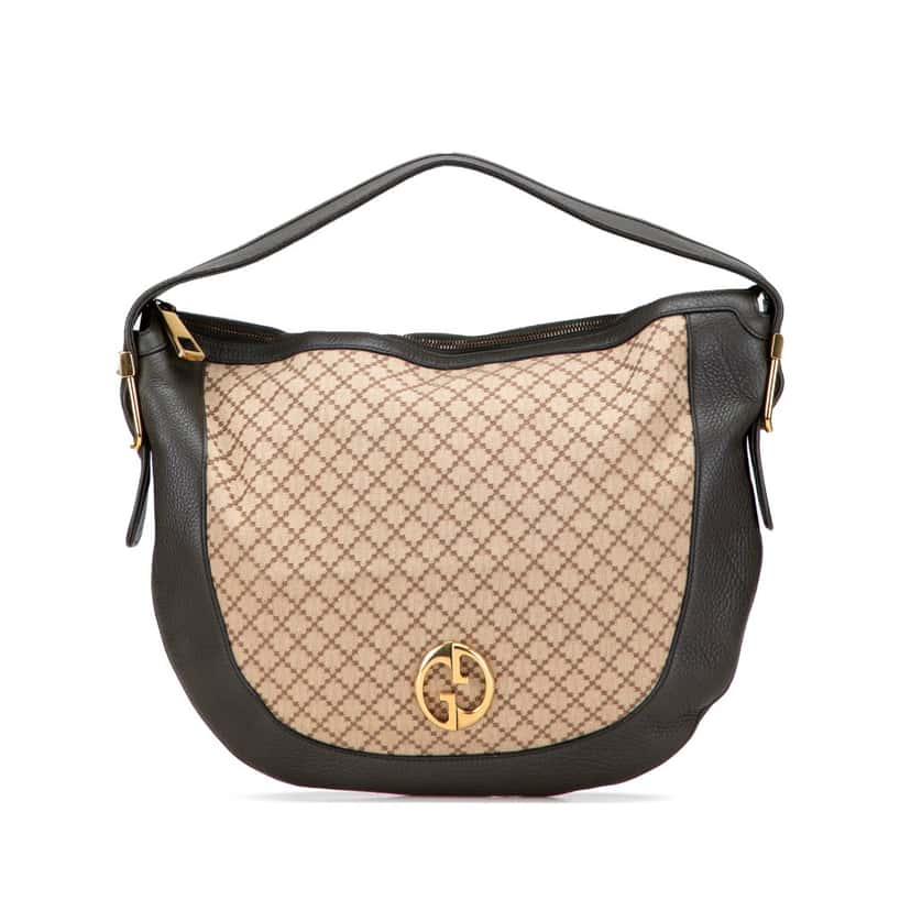 Gucci Diamante Canvas 1973 Hobo Brown Canvas Good condition - Front View