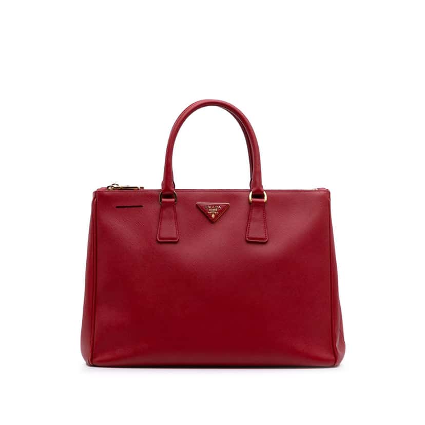 Prada Large Saffiano Lux Galleria Double Zip Satchel Red Leather Good condition - Front View