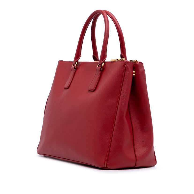 Prada Large Saffiano Lux Galleria Double Zip Satchel Red Leather Good condition - Back View