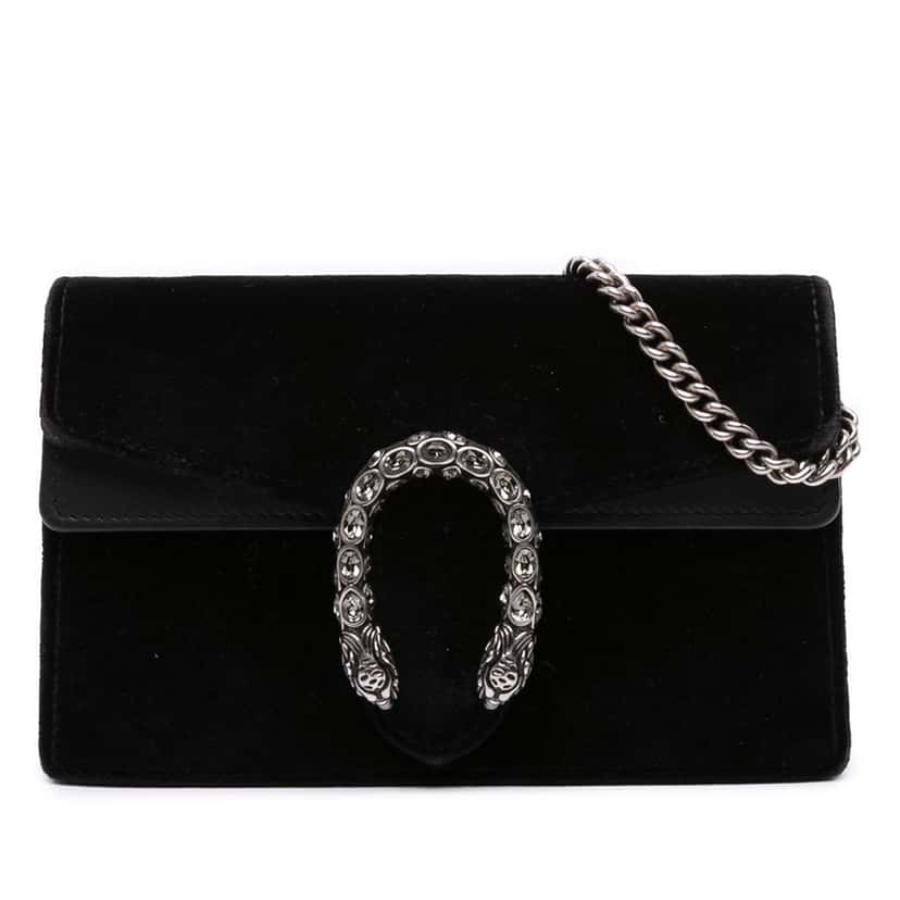 Gucci Super Mini Velvet Dionysus Crossbody Black Velvet Good condition - Front View