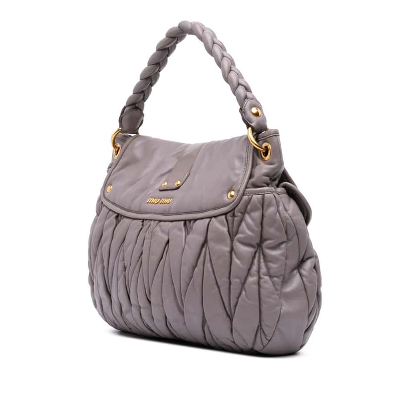 Miu Miu Matelasse Nappa Coffer Satchel Grey Leather Good condition - Back View
