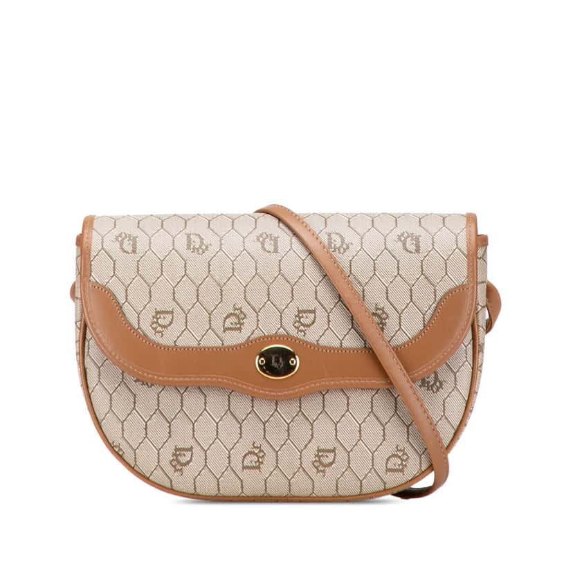 Dior Honeycomb Coated Canvas Crossbody Brown Canvas Good condition - Front View