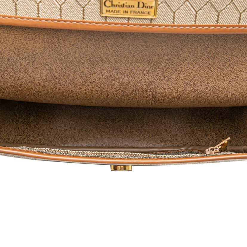 Dior Honeycomb Coated Canvas Crossbody Brown Canvas Good condition - Model View