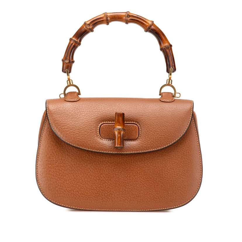 Gucci Calfskin Bamboo Night Brown Leather Good condition - Front View
