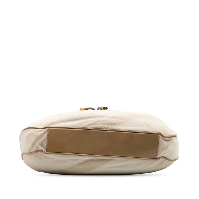Burberry Small Leather and Mega Nova Check Canvas Warrior Hobo Brown Canvas Good condition - Inside View