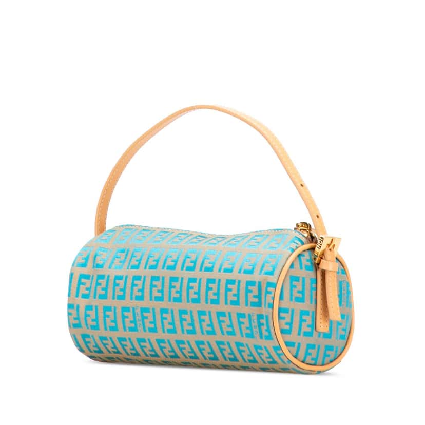 Fendi Zucchino Canvas Barrel Pochette Brown Canvas Good condition - Back View