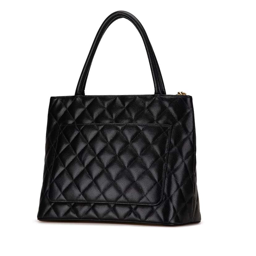 Chanel Caviar Medallion Tote Black Leather Good condition - Back View