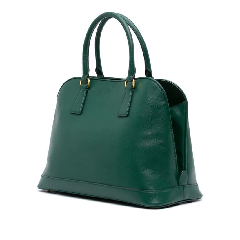 Prada Medium Saffiano Lux Open Promenade Satchel Green Leather Good condition - Back View