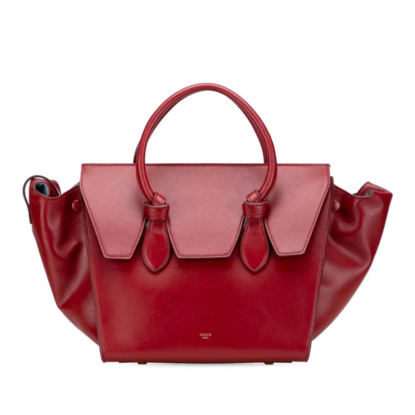 Celine Small Leather Tie Tote Red Leather Good condition - Front View