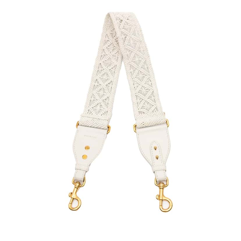 Dior Calfskin Macrame Shoulder Strap White Leather Very good condition - Front View