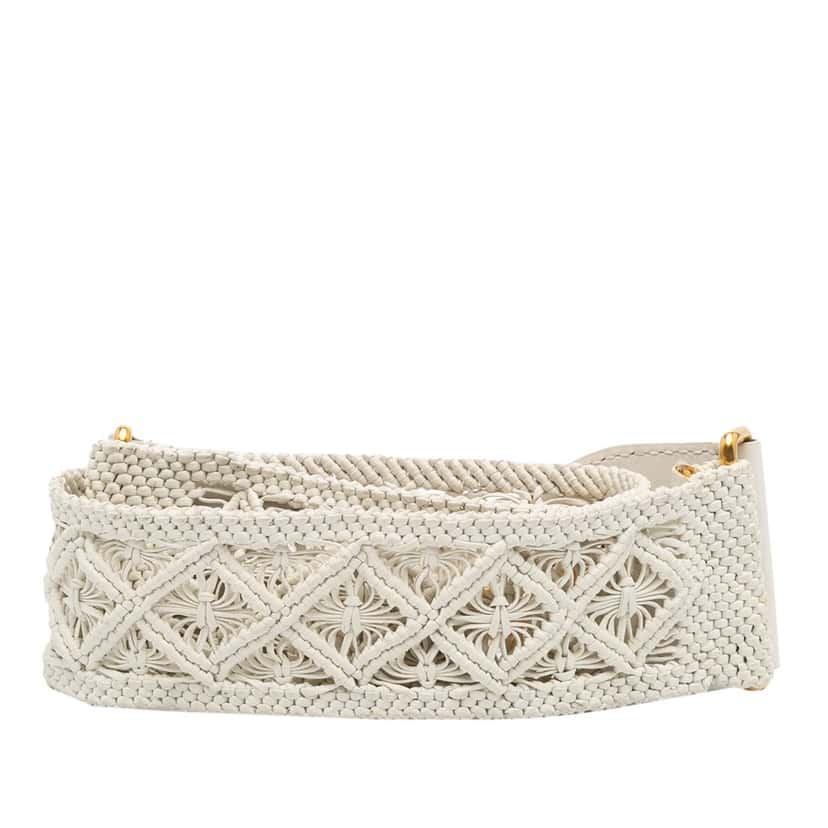 Dior Calfskin Macrame Shoulder Strap White Leather Very good condition - Box View