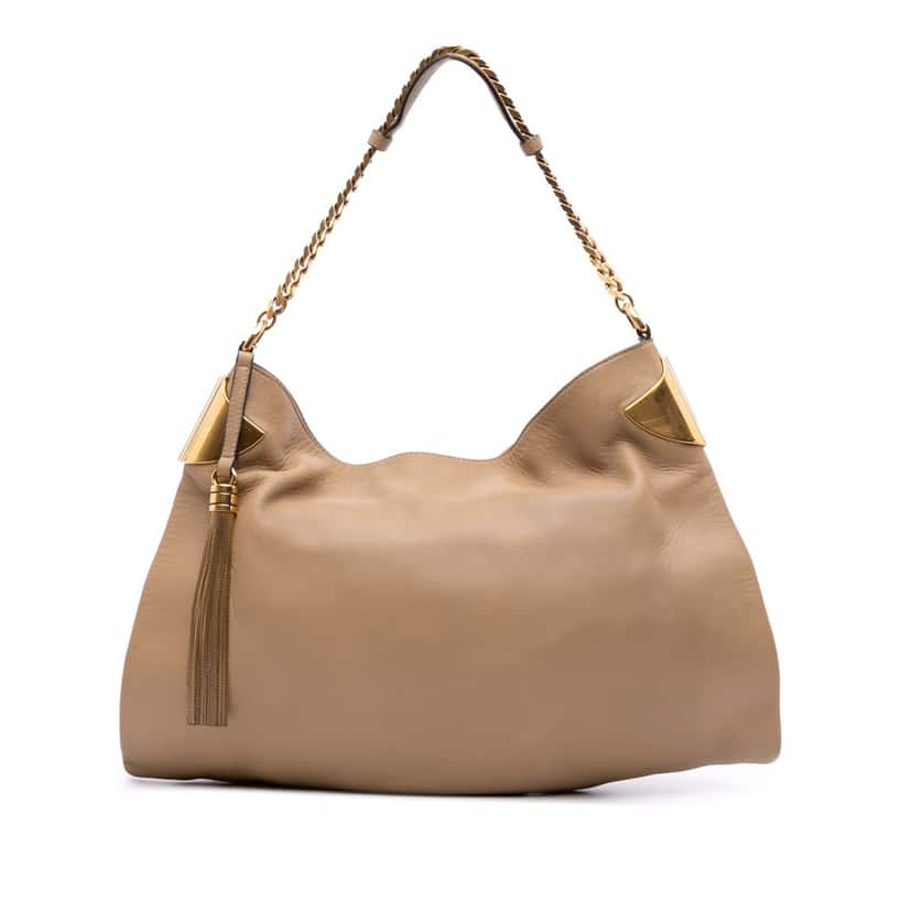 Gucci Medium Leather 1970 Chain Hobo Bag Brown Leather Good condition - Front View