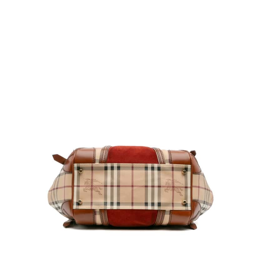 Burberry Small Suede Trimmed Haymarket Check Coated Canvas Canterbury Tote Brown Canvas Good condition - Inside View