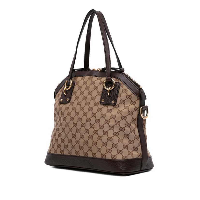 Gucci Medium GG Canvas Charm Dome Satchel Brown Canvas Good condition - Back View