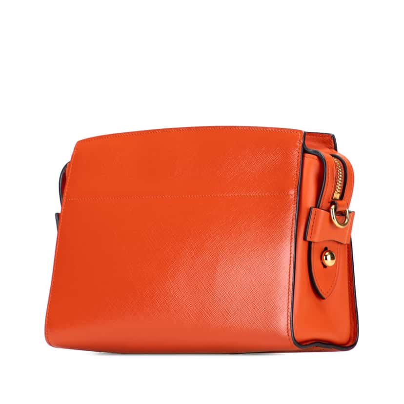 Prada Saffiano Vernice Esplanade Crossbody Orange Leather Good condition - Back View