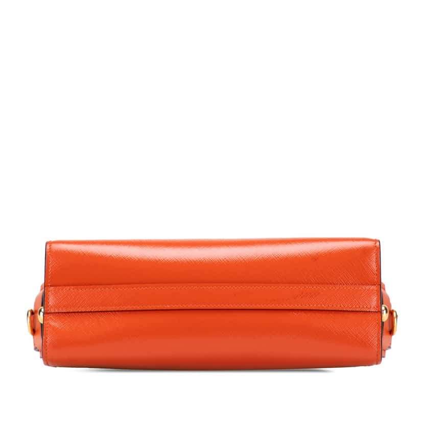 Prada Saffiano Vernice Esplanade Crossbody Orange Leather Good condition - Inside View