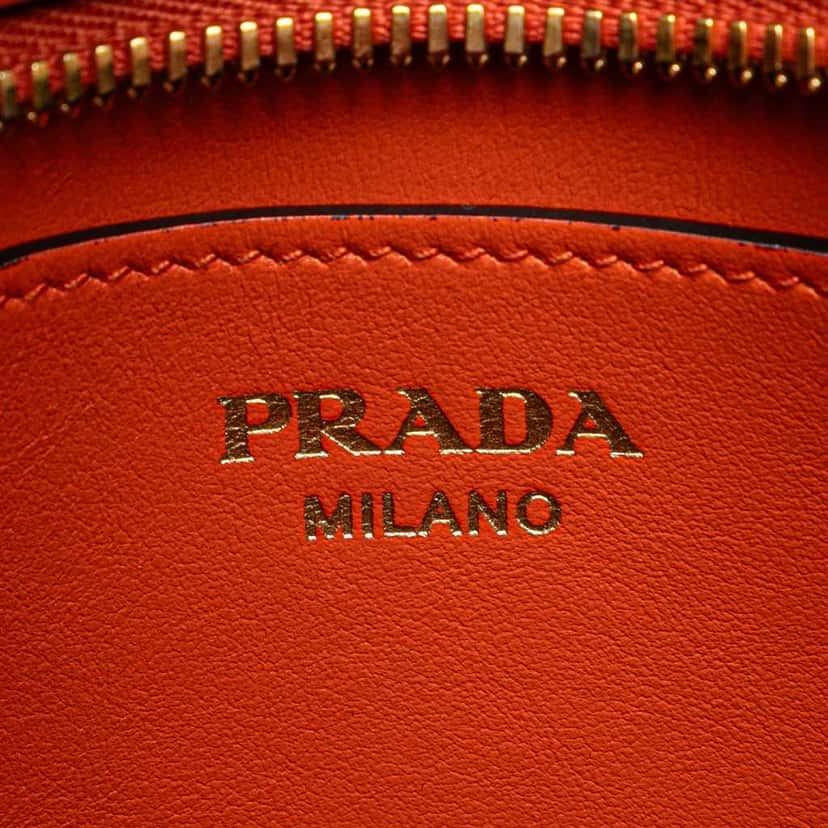 Prada Saffiano Vernice Esplanade Crossbody Orange Leather Good condition - Box View