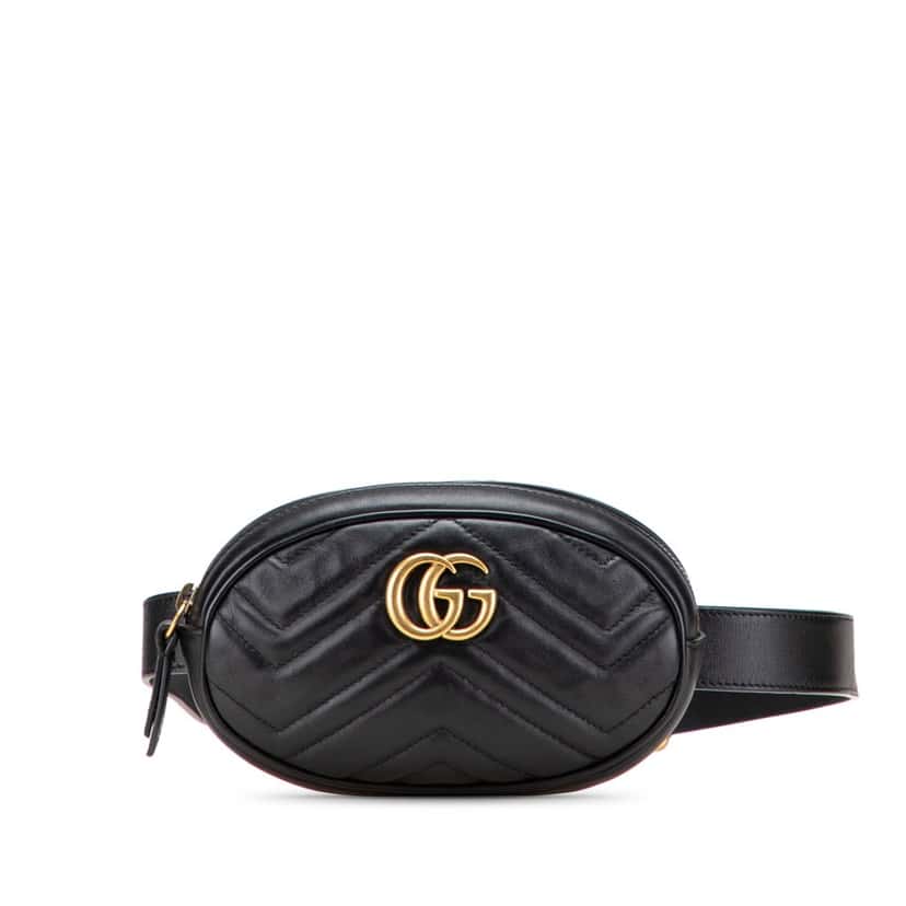 Gucci GG Marmont Matelasse Leather Belt Bag Black Leather Good condition - Front View