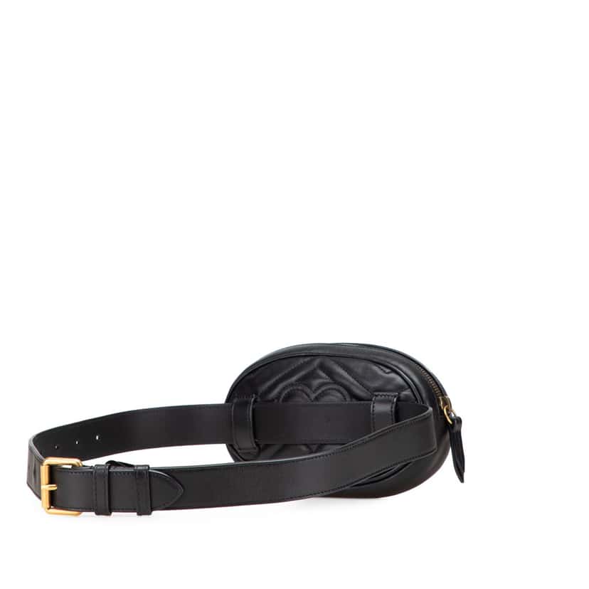Gucci GG Marmont Matelasse Leather Belt Bag Black Leather Good condition - Back View