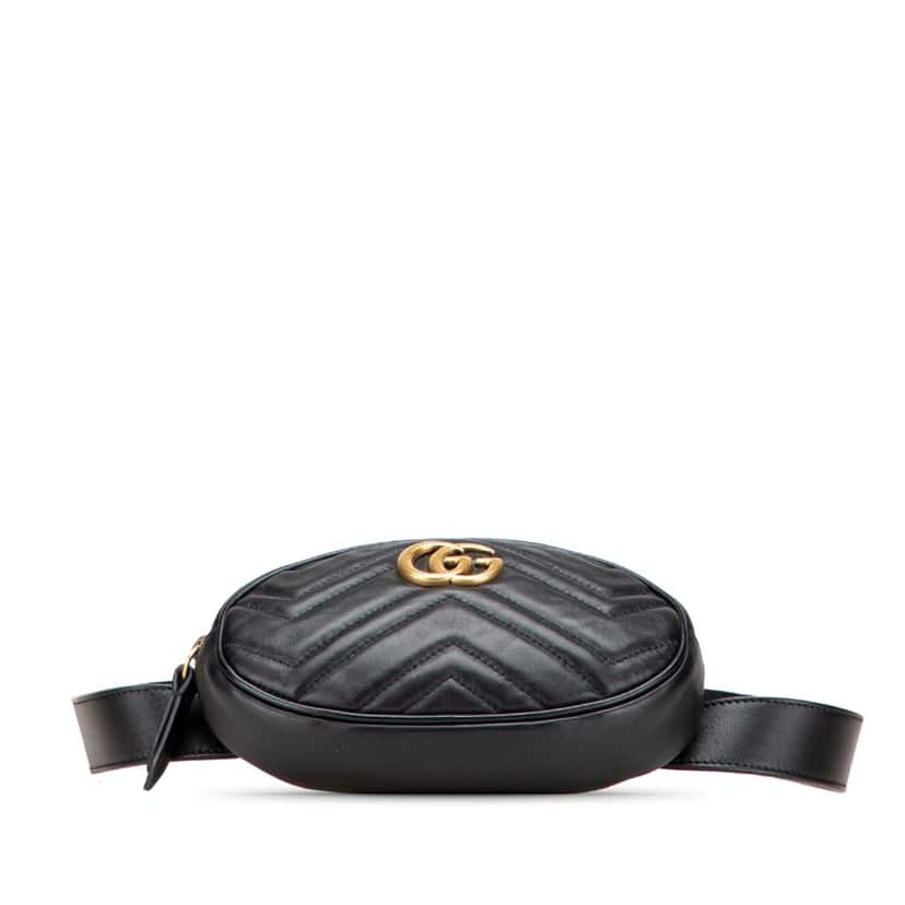 Gucci GG Marmont Matelasse Leather Belt Bag Black Leather Good condition - Inside View