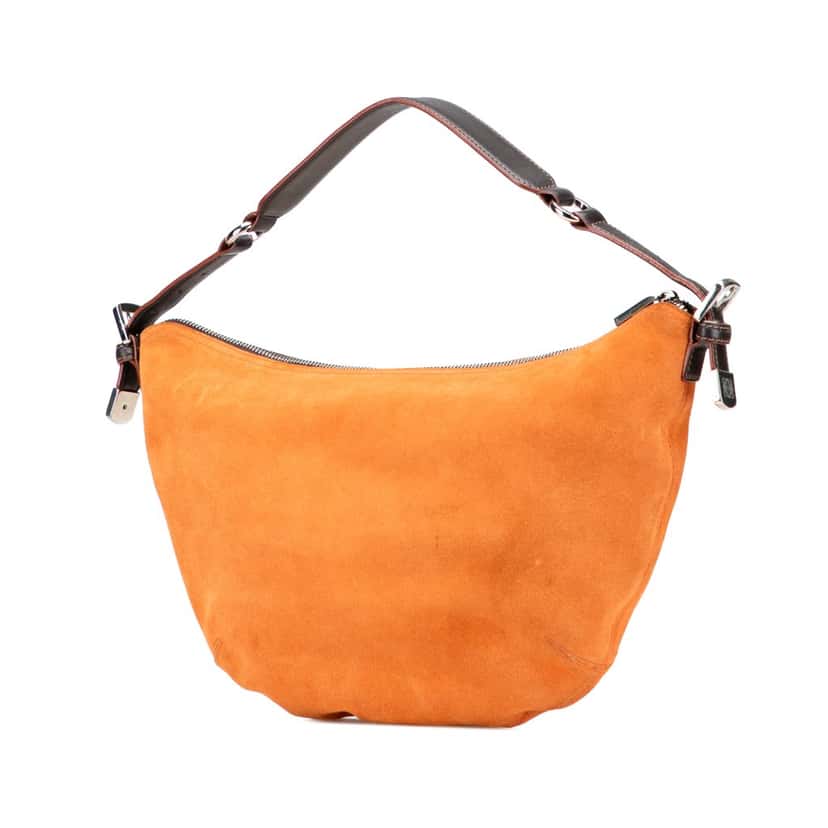 Loewe Suede Studded Anagram Hobo Orange Leather Good condition - Back View