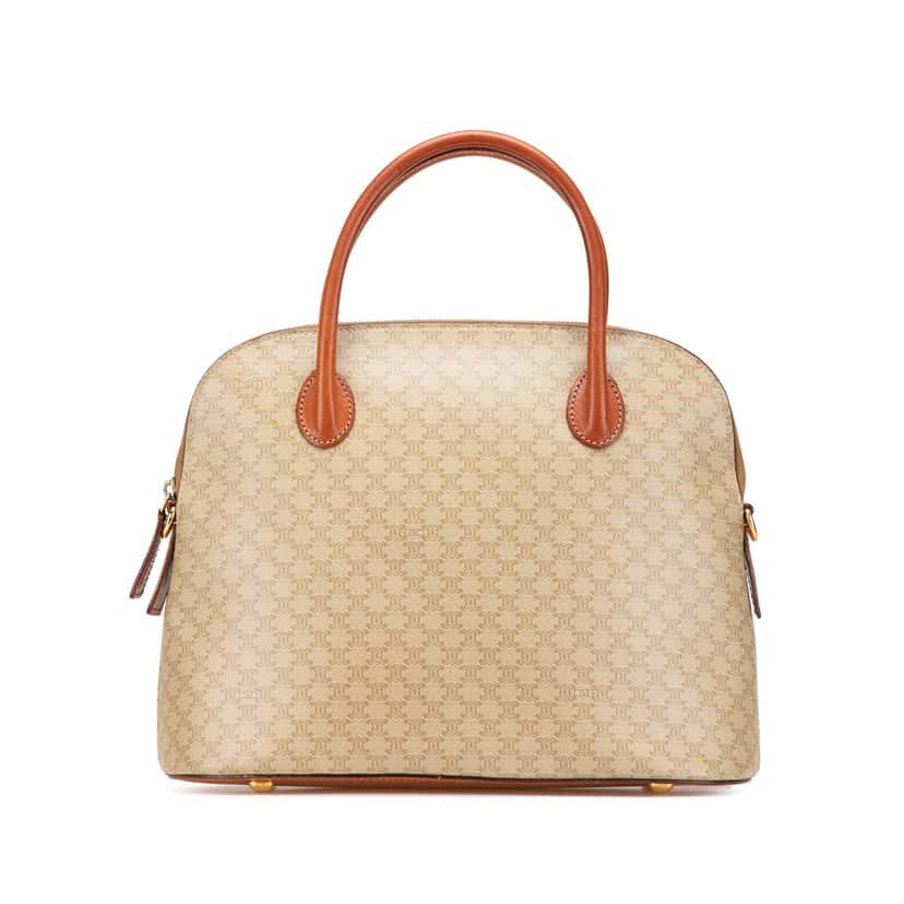 Celine Macadam Coated Canvas Dome Satchel Brown Canvas Good condition - Front View