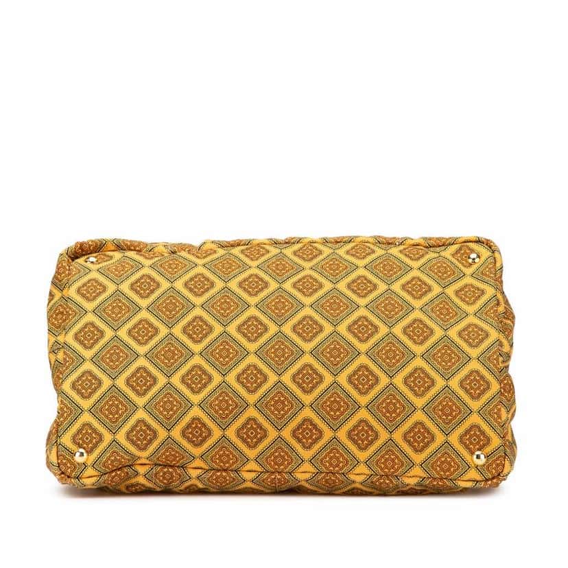Prada Large Canvas Printed Canapa Satchel Yellow Canvas Good condition - Inside View