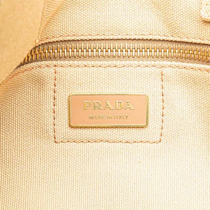 Prada Large Canvas Printed Canapa Satchel Yellow Canvas Good condition - Box View