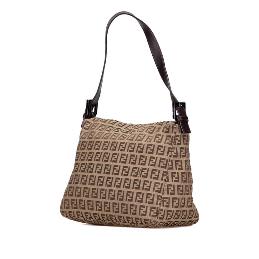 Fendi Zucchino Canvas Double Flap Mamma Brown Canvas Good condition - Back View