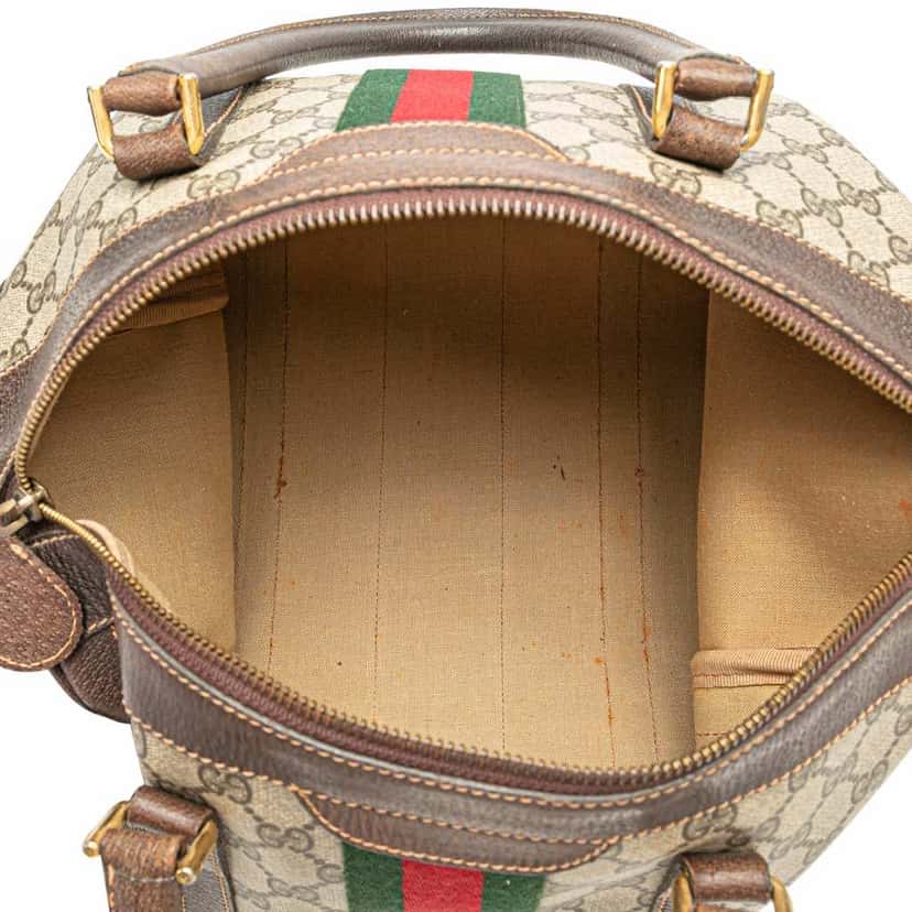 Gucci GG Supreme Web Boston Bag Brown Canvas Fair condition - Model View