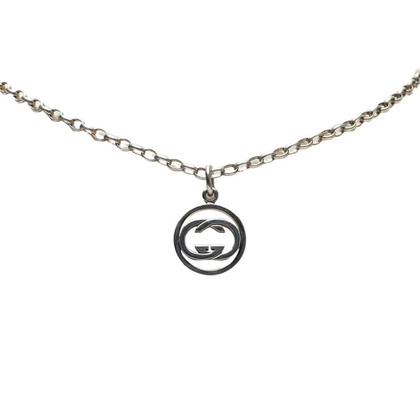 Gucci Sterling Silver Interlocking G Pendant Necklace Silver Silver Good condition - Front View