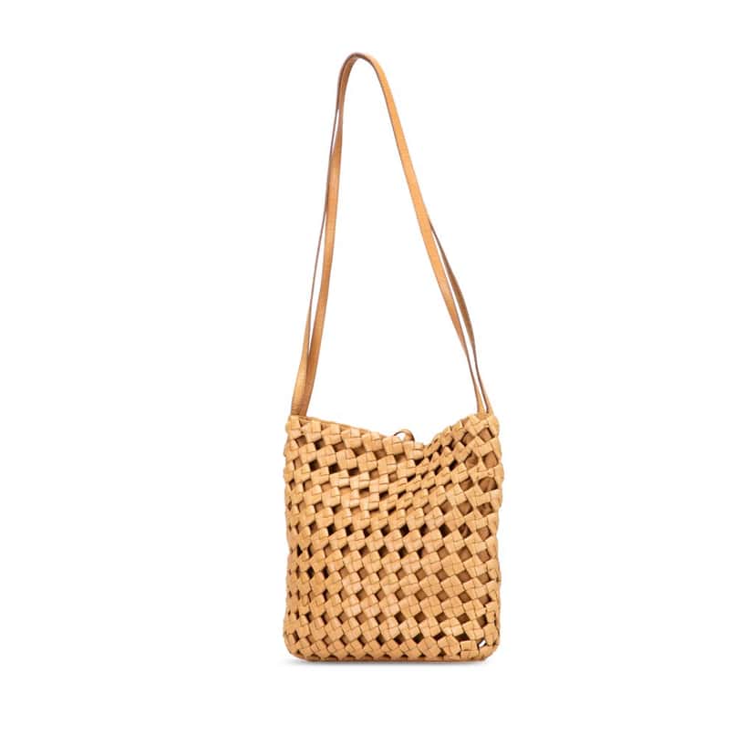 Bottega Veneta Woven Leather Intrecciato Shoulder Bag Brown Leather Good condition - Back View