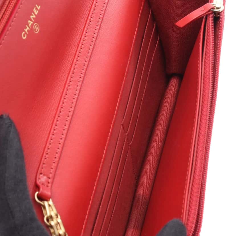 Chanel Reissue 2.55 Quilted Tweed Wallet On Chain Pink Tweed Good condition - Inside View