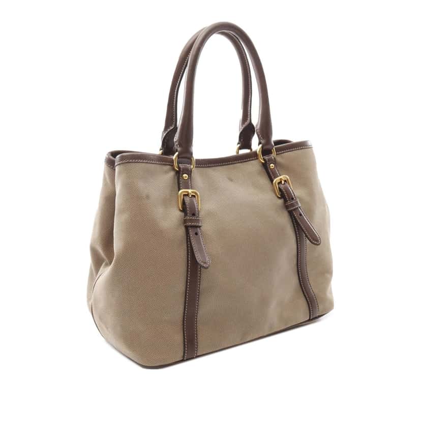 Prada Canvas Canapa Logo Bow Satchel Brown Canvas Good condition - Back View