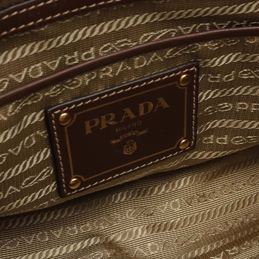 Prada Canvas Canapa Logo Bow Satchel Brown Canvas Good condition - Model View