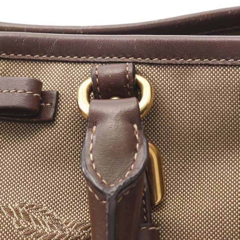 Prada Canvas Canapa Logo Bow Satchel Brown Canvas Good condition - Box View