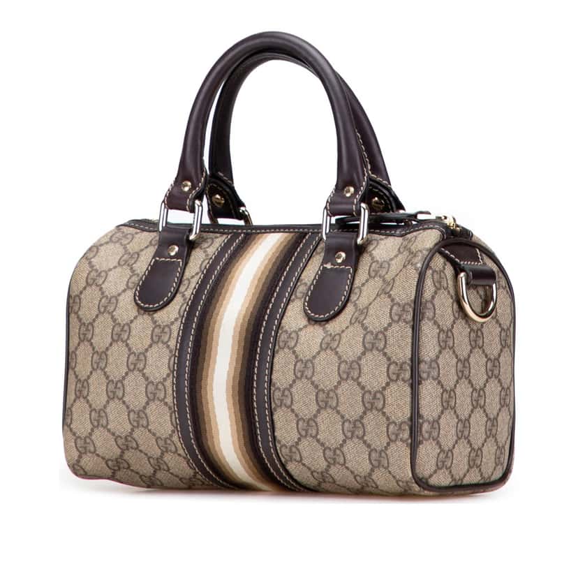 Gucci Mini GG Supreme Joy Web Boston Bag Brown Canvas Good condition - Back View