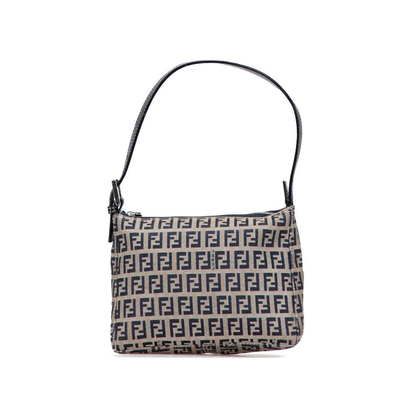 Fendi Zucchino Canvas Pochette Brown Canvas Good condition - Front View