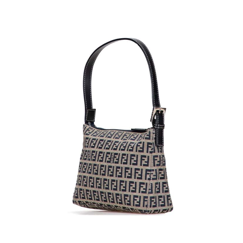 Fendi Zucchino Canvas Pochette Brown Canvas Good condition - Back View