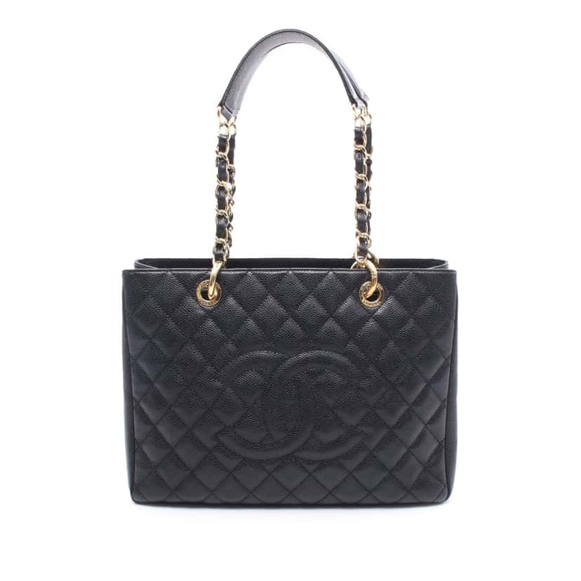 Chanel Caviar Grand Shopping Tote Black Leather Good condition - Front View